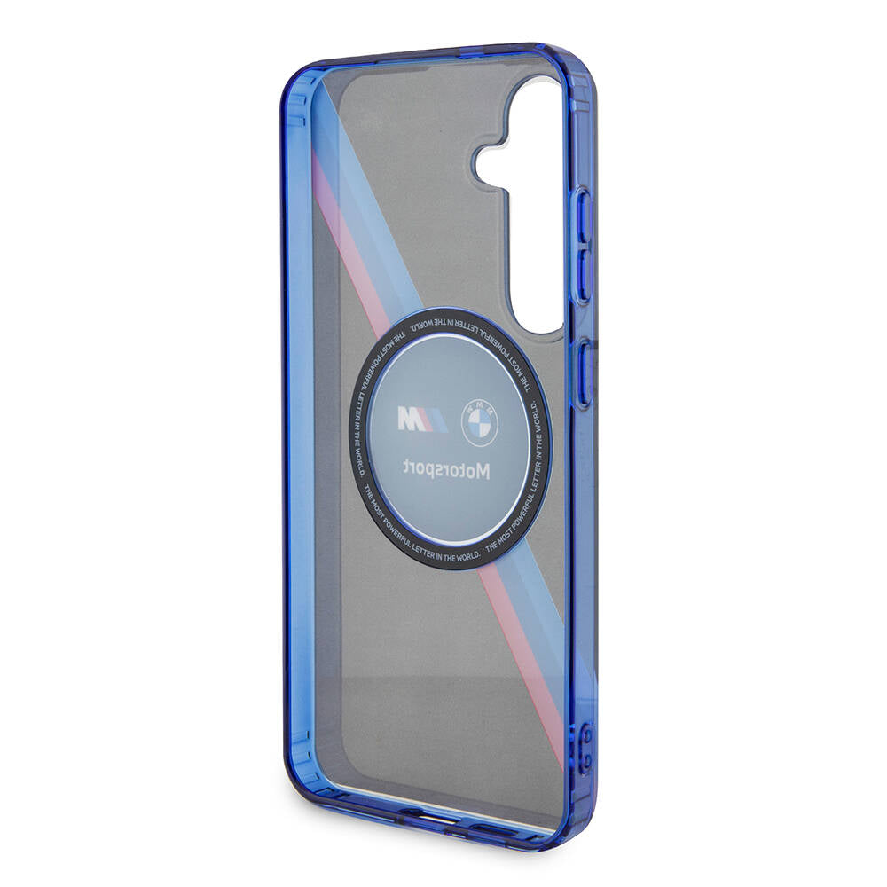 Galaxy S24 Plus Kılıf BMW Orjinal Lisanslı M Logolu Üç Renk Çizgili Motorsport Circle Kılıf Siyah
