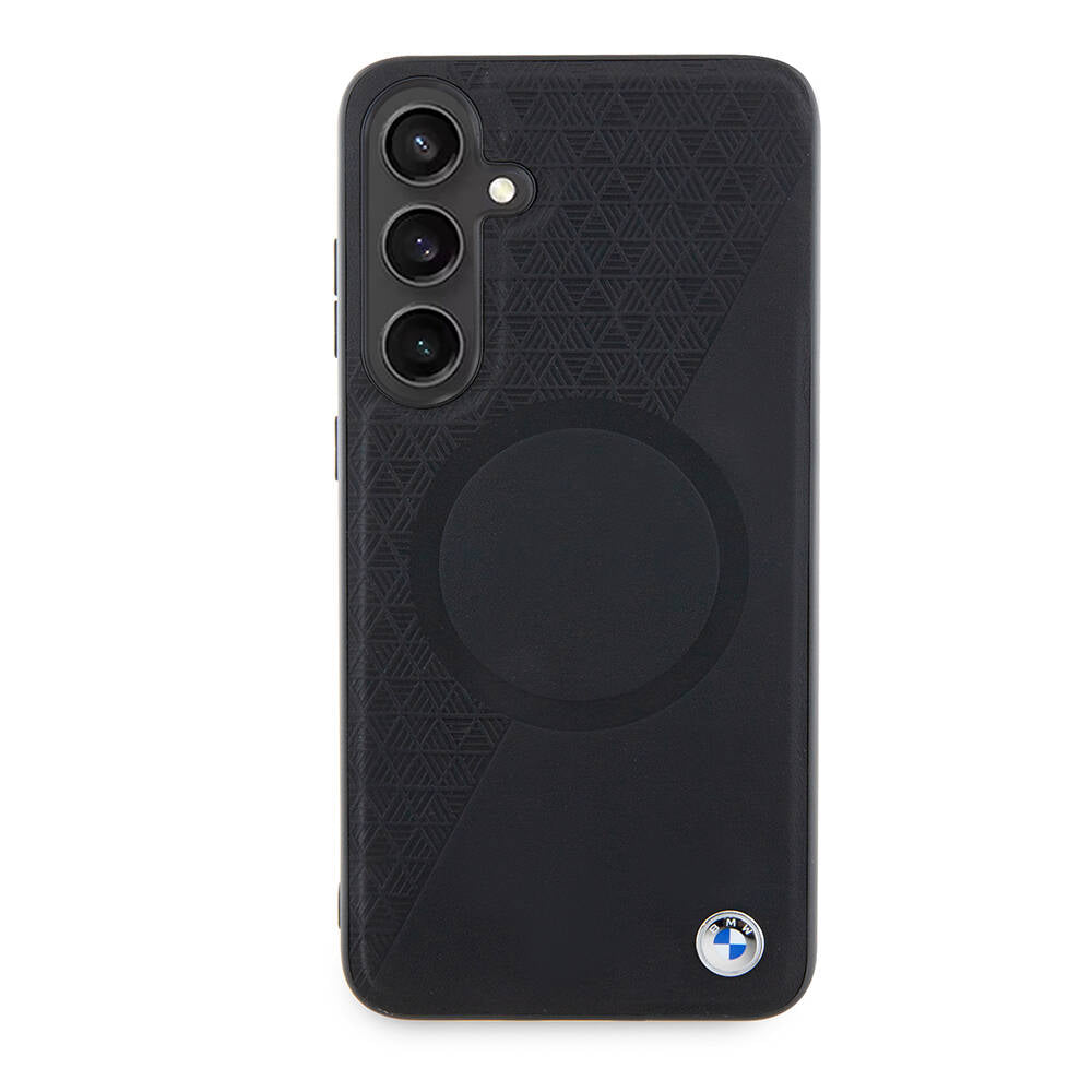 Galaxy S24 Plus Kılıf BMW Orjinal Lisanslı Magsafe Şarj Özellikli Yarım Dokulu Circle Leather Kılıf Siyah