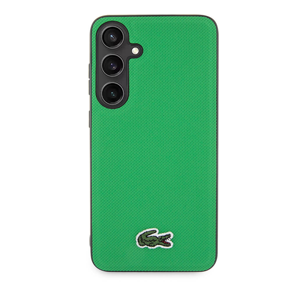 Galaxy S24 Plus Kılıf Lacoste Orjinal Lisanslı PU Pike Desenli Arka Yüzey İkonik Timsah Dokuma Logolu Kılıf Siyah