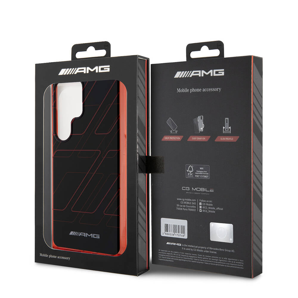 Galaxy S24 Ultra Kılıf AMG Orjinal Lisanslı Çift Katmanlı Dörtgen Desenli Kılıf Siyah