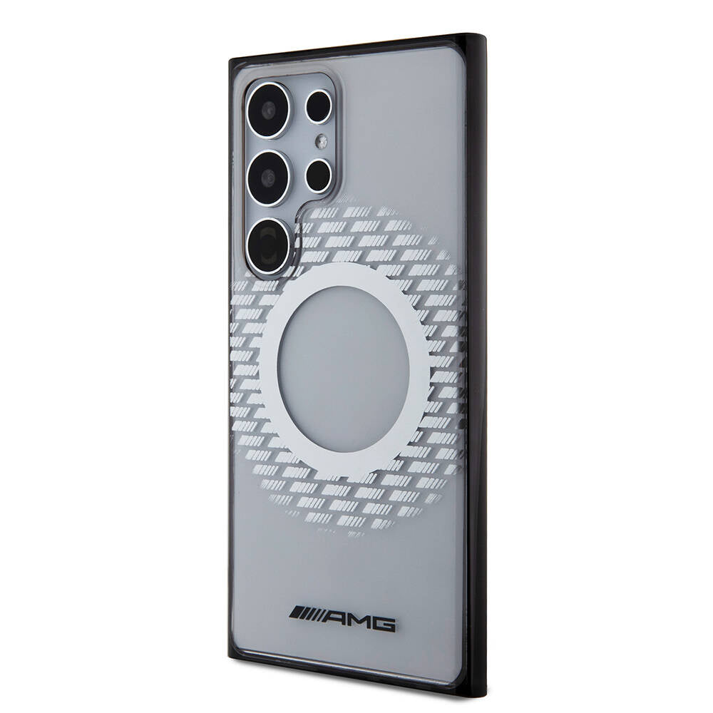 Galaxy S24 Ultra Kılıf AMG Orjinal Lisanslı Magsafe Şarj Özellikli Eşkenar Dörtgen Desenli Transparan Kılıf Renksiz