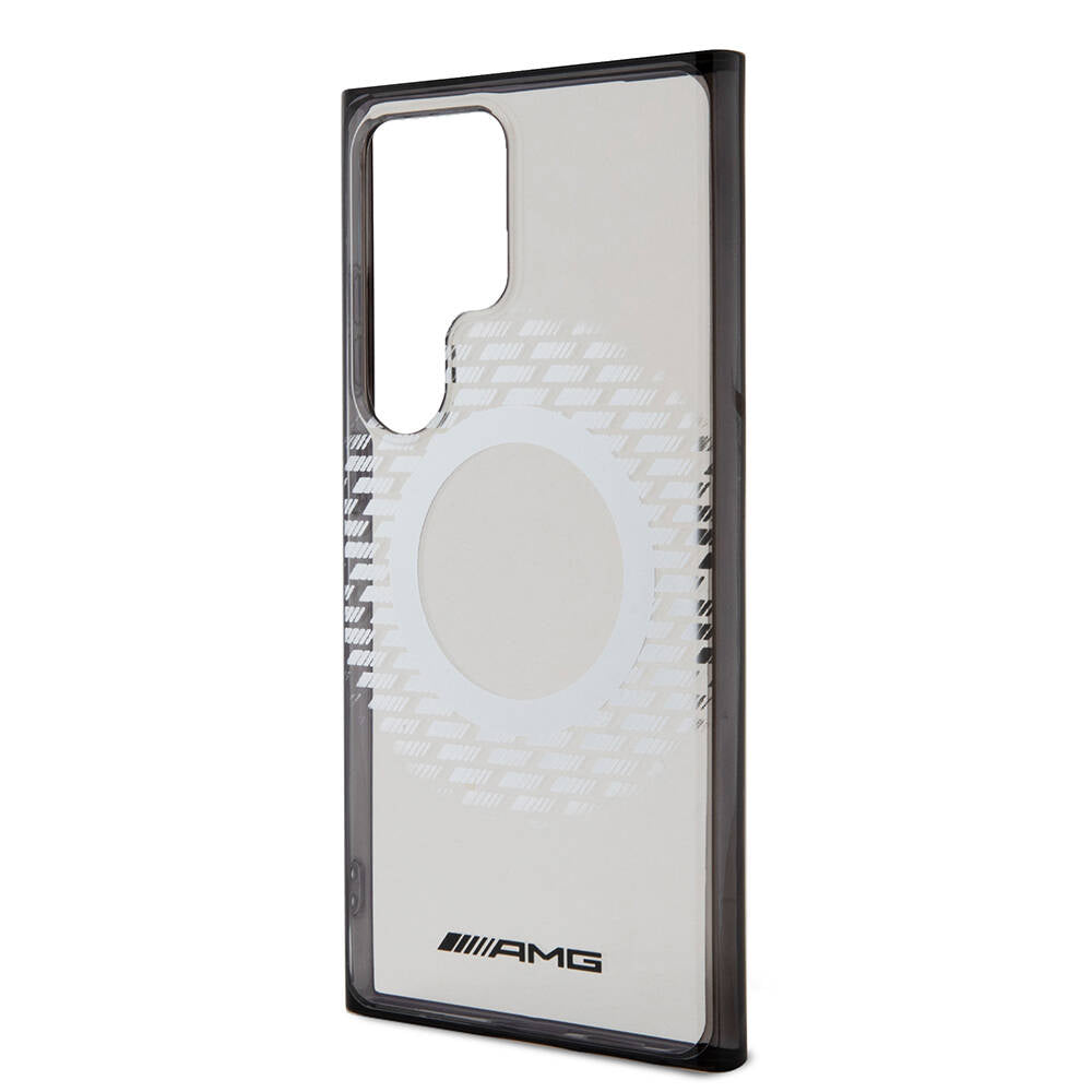 Galaxy S24 Ultra Kılıf AMG Orjinal Lisanslı Magsafe Şarj Özellikli Eşkenar Dörtgen Desenli Transparan Kılıf Renksiz