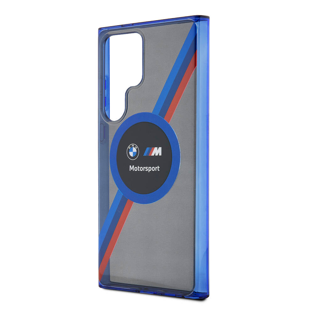 Galaxy S24 Ultra Kılıf BMW Orjinal Lisanslı M Logolu Üç Renk Çizgili Motorsport Circle Kılıf Siyah