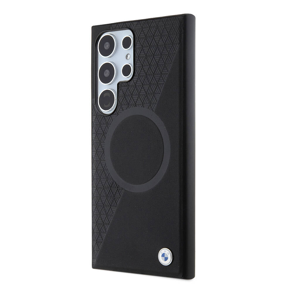 Galaxy S24 Ultra Kılıf BMW Orjinal Lisanslı Magsafe Şarj Özellikli Yarım Dokulu Circle Leather Kılıf Siyah