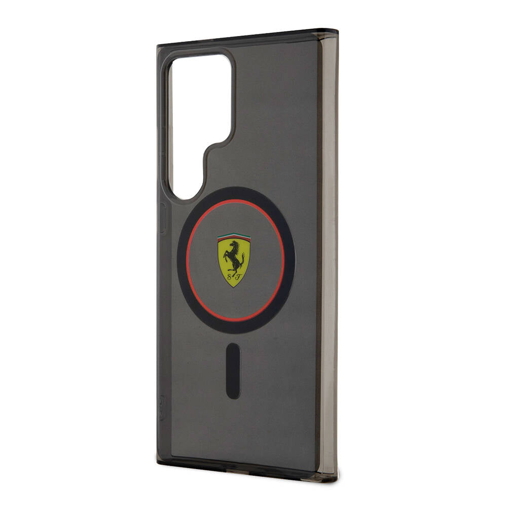 Galaxy S24 Ultra Kılıf Ferrari Orjinal Lisanslı Magsafe Şarj Özellikli Füme İç Yüzey Circle Line Kılıf Siyah