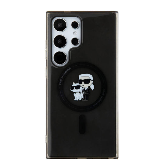 Galaxy S24 Ultra Kılıf Karl Lagerfeld Orjinal Lisanslı M-safe Şarj Özellikli Karl & Choupette IML Baskılı Kapak