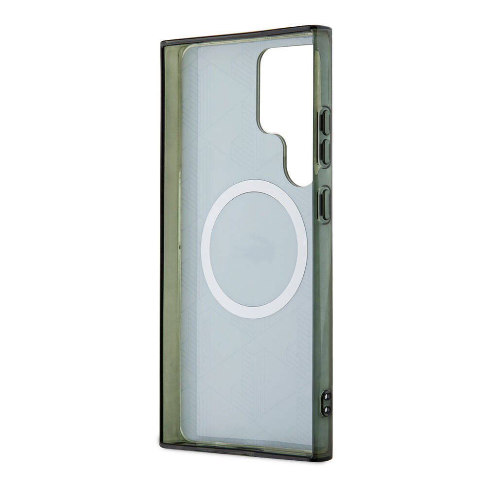 Galaxy S24 Ultra Kılıf Lacoste Orjinal Lisanslı Magsafe Şarj Özellikli Çift Katmanlı Timsah Logolu Blend Monogram Kılıf Siyah