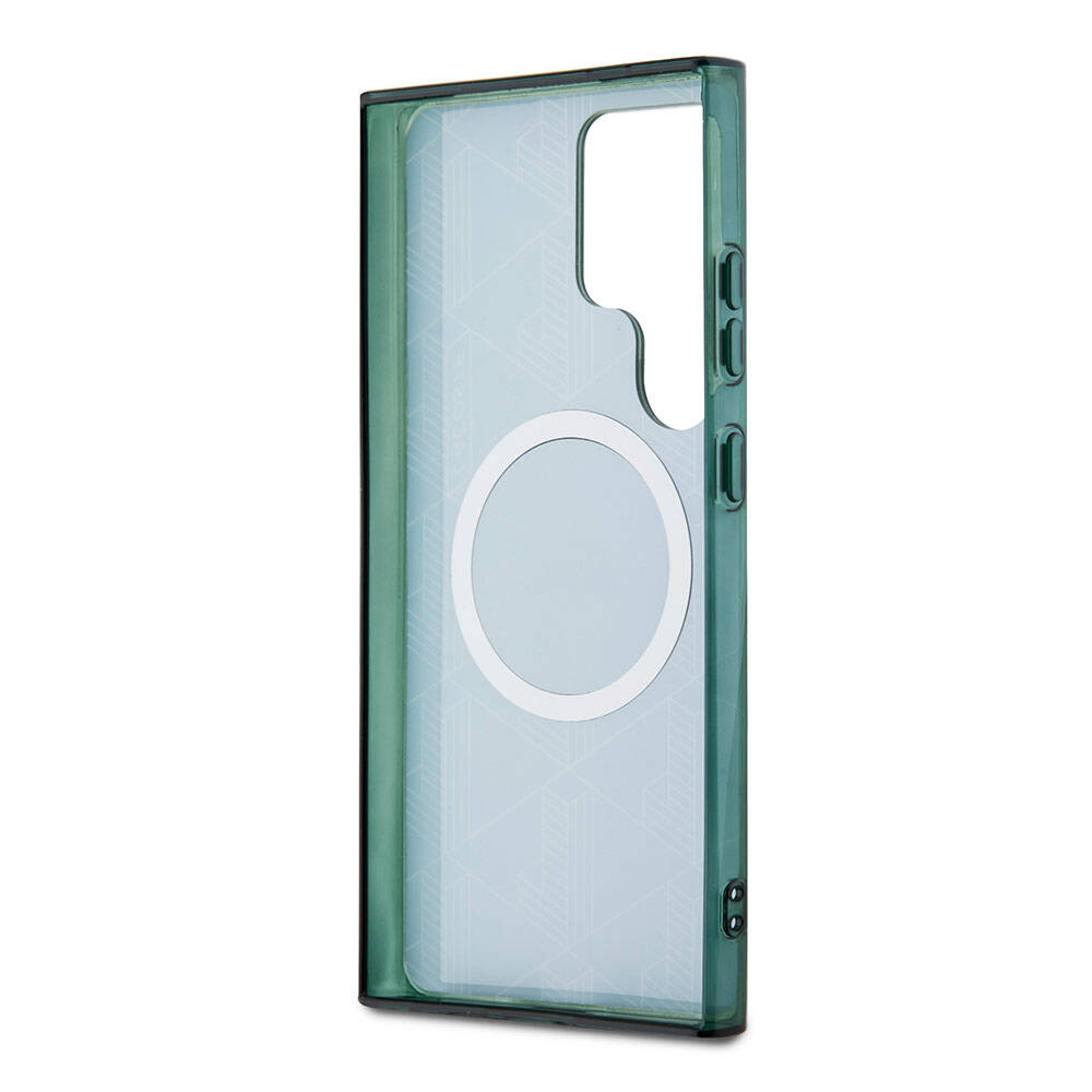 Galaxy S24 Ultra Kılıf Lacoste Orjinal Lisanslı Magsafe Şarj Özellikli Çift Katmanlı Timsah Logolu Blend Monogram Kılıf Siyah