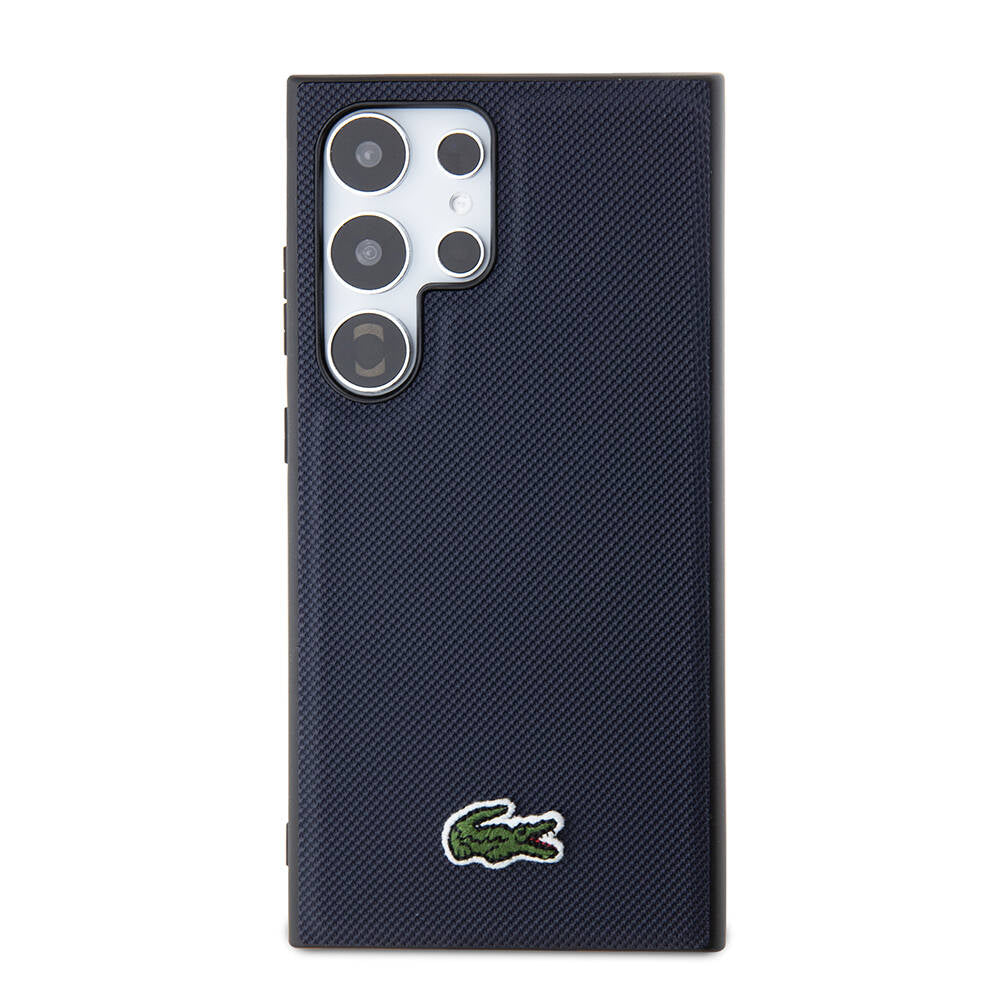 Galaxy S24 Ultra Kılıf Lacoste Orjinal Lisanslı PU Pike Desenli Arka Yüzey İkonik Timsah Dokuma Logolu Kılıf Yeşil