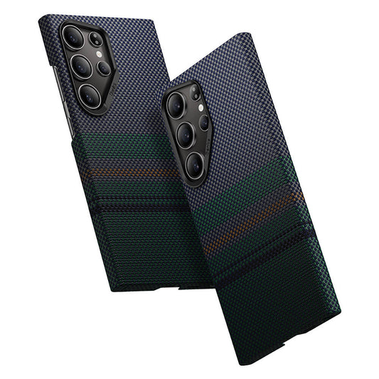 Galaxy S24 Ultra Kılıf Magsafe Şarj Özellikli Karbon Fiber Tasarımlı Benks Aurora ArmorAir Kevlar Kılıf Siyah