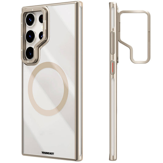 Galaxy S24 Ultra Kılıf Magsafe Şarj Özellikli Sararma Önleyici Youngkit Crystal Grid Kılıf Mor