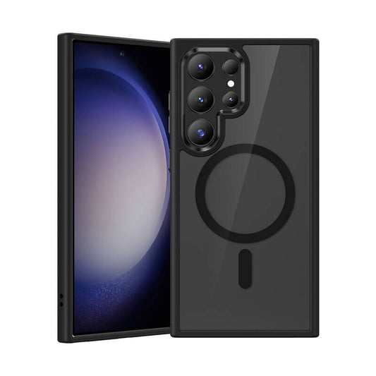 Galaxy S24 Ultra Kılıf M-safe Şarj Özellikli Şeffaf Arka Yüzey Benks MagClap TPU Çerçeve Kapak