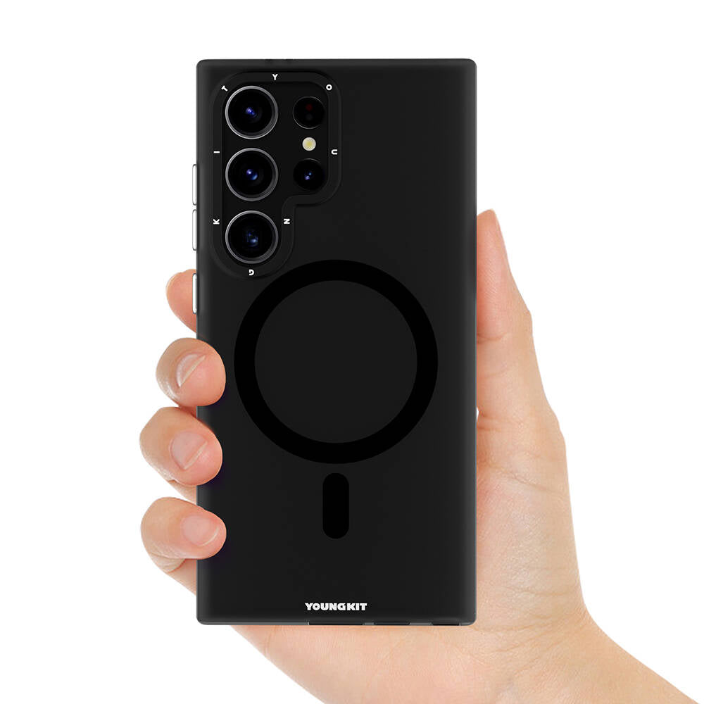 Galaxy S24 Ultra Kılıf Magsafe Şarj Özellikli Youngkit Hidden Sand Serisi Kılıf Beyaz