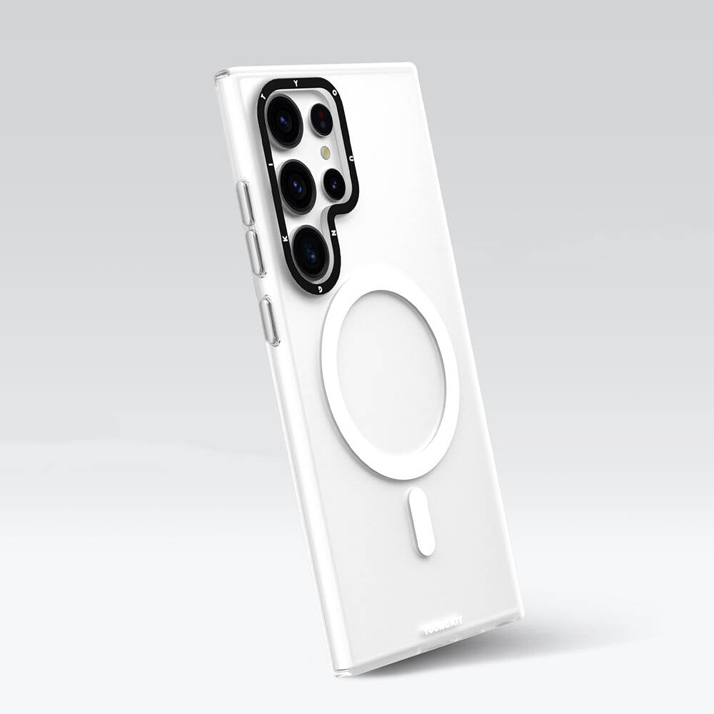 Galaxy S24 Ultra Kılıf Magsafe Şarj Özellikli Youngkit Hidden Sand Serisi Kılıf Beyaz