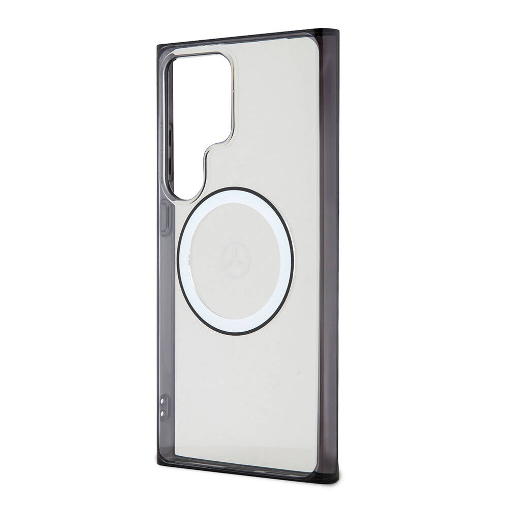 Galaxy S24 Ultra Kılıf Mercedes Benz Orjinal Lisanslı Magsafe Şarj Özellikli PC TPU Transparan Black Ring Kılıf Renksiz