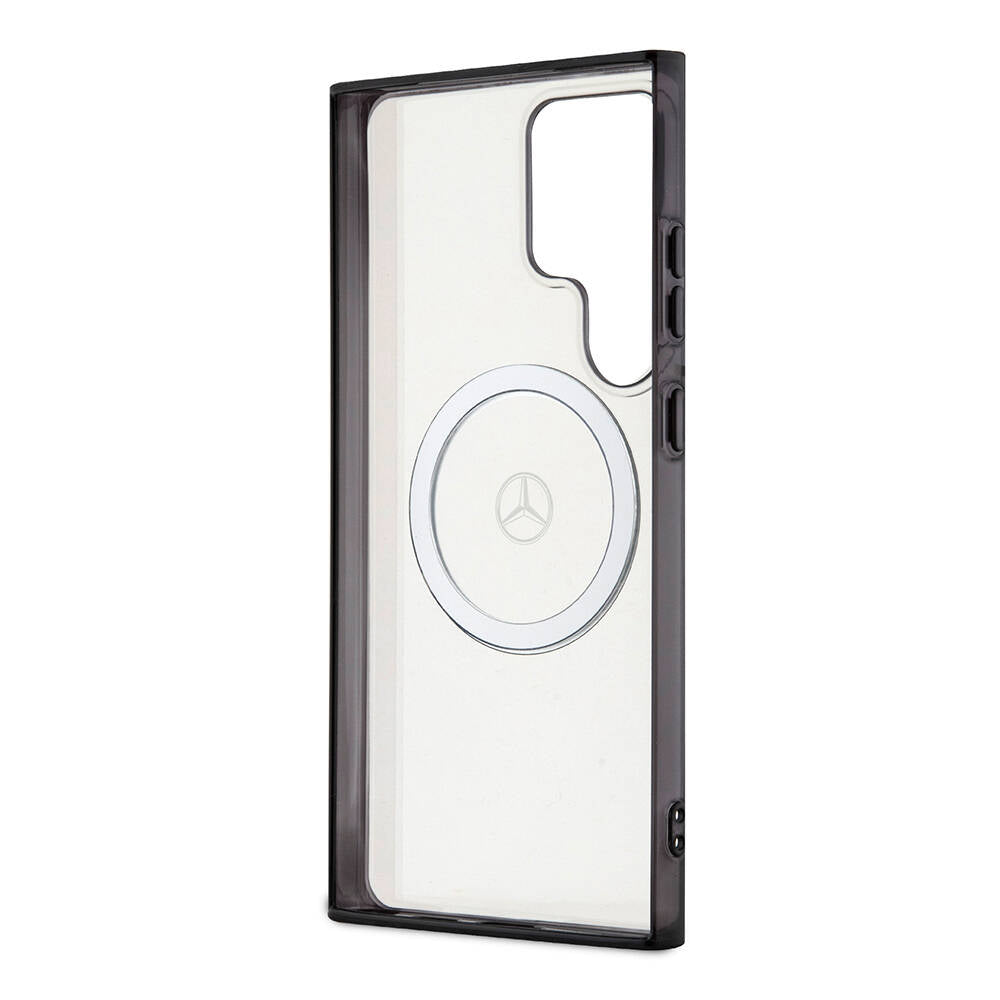 Galaxy S24 Ultra Kılıf Mercedes Benz Orjinal Lisanslı Magsafe Şarj Özellikli PC TPU Transparan Black Ring Kılıf Renksiz