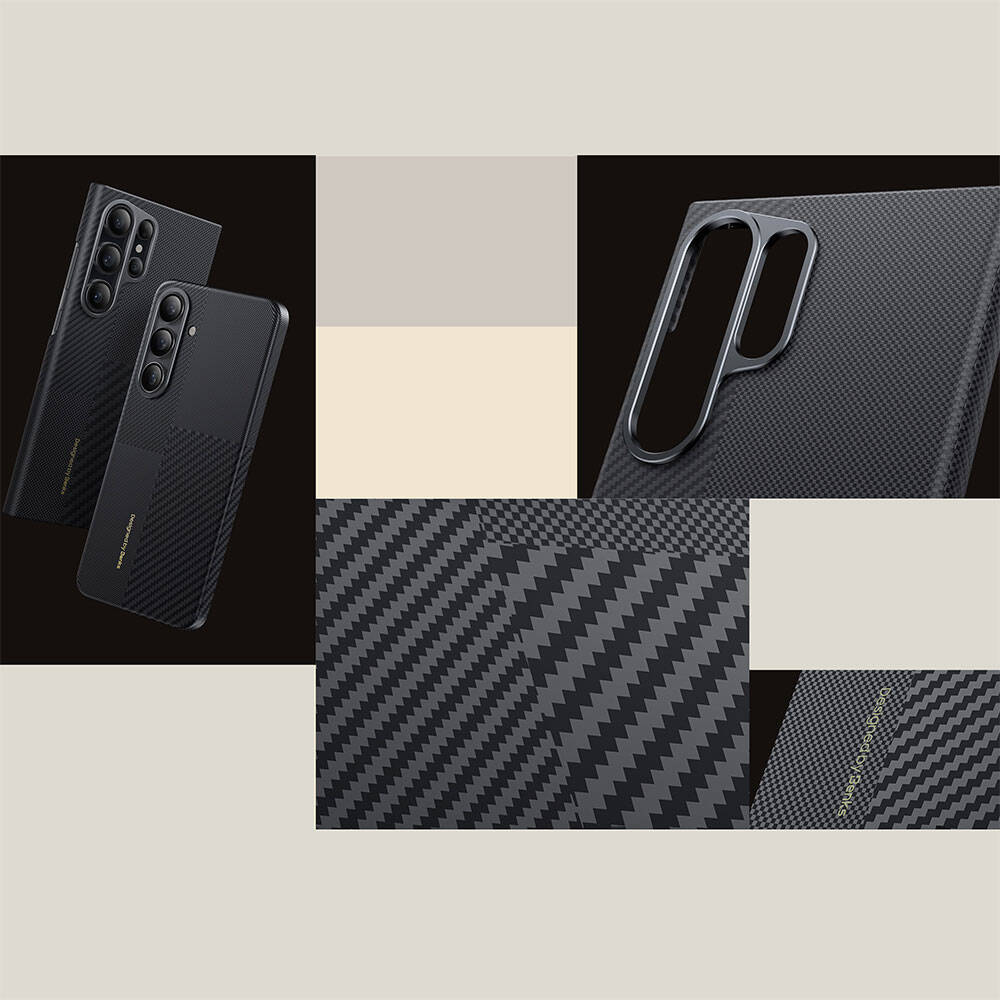 Galaxy S25 Kılıf M-safe Şarj Özellikli Karbon Fiber Benks Montage ArmorAir Kevlar Kapak Siyah