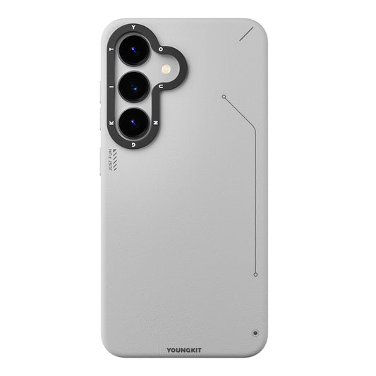 Galaxy S25 Kılıf M-safe Şarj Özellikli Basit Mat Deri Desenli Youngkit Tech Fashion Serisi Kapak