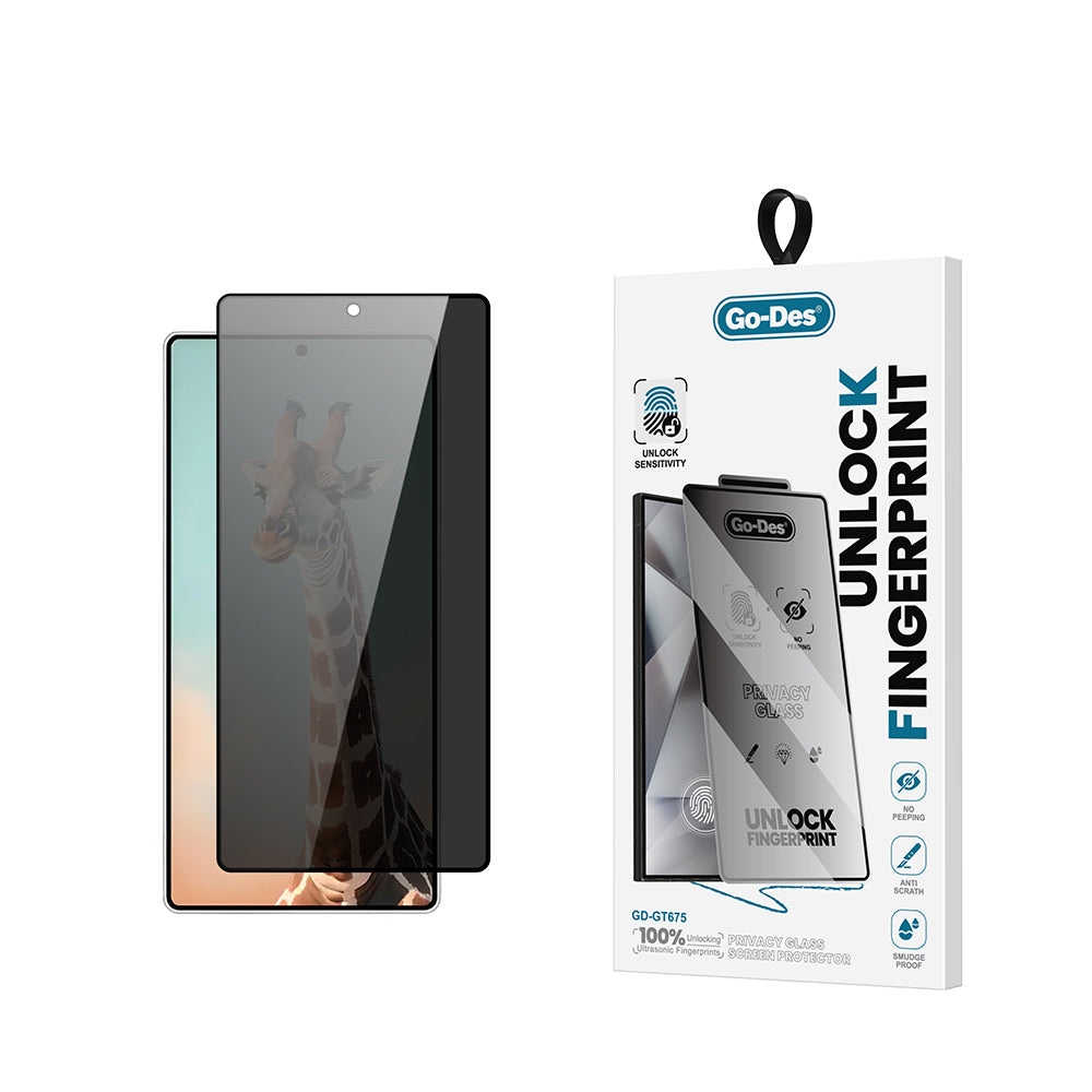 Galaxy S25 Ultra Go Des GD-001 Parmak İzi Bırakmayan Privacy 9H Temperli HD Cam Hayalet Ekran Koruyucu Siyah