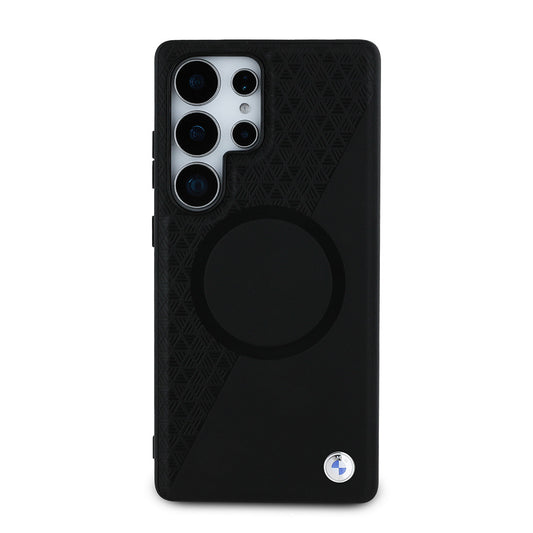 Galaxy S25 Ultra Kılıf BMW Orjinal Lisanslı M-safe Şarj Özellikli Metal Logolu Yarım Dokulu Circle Deri Kapak