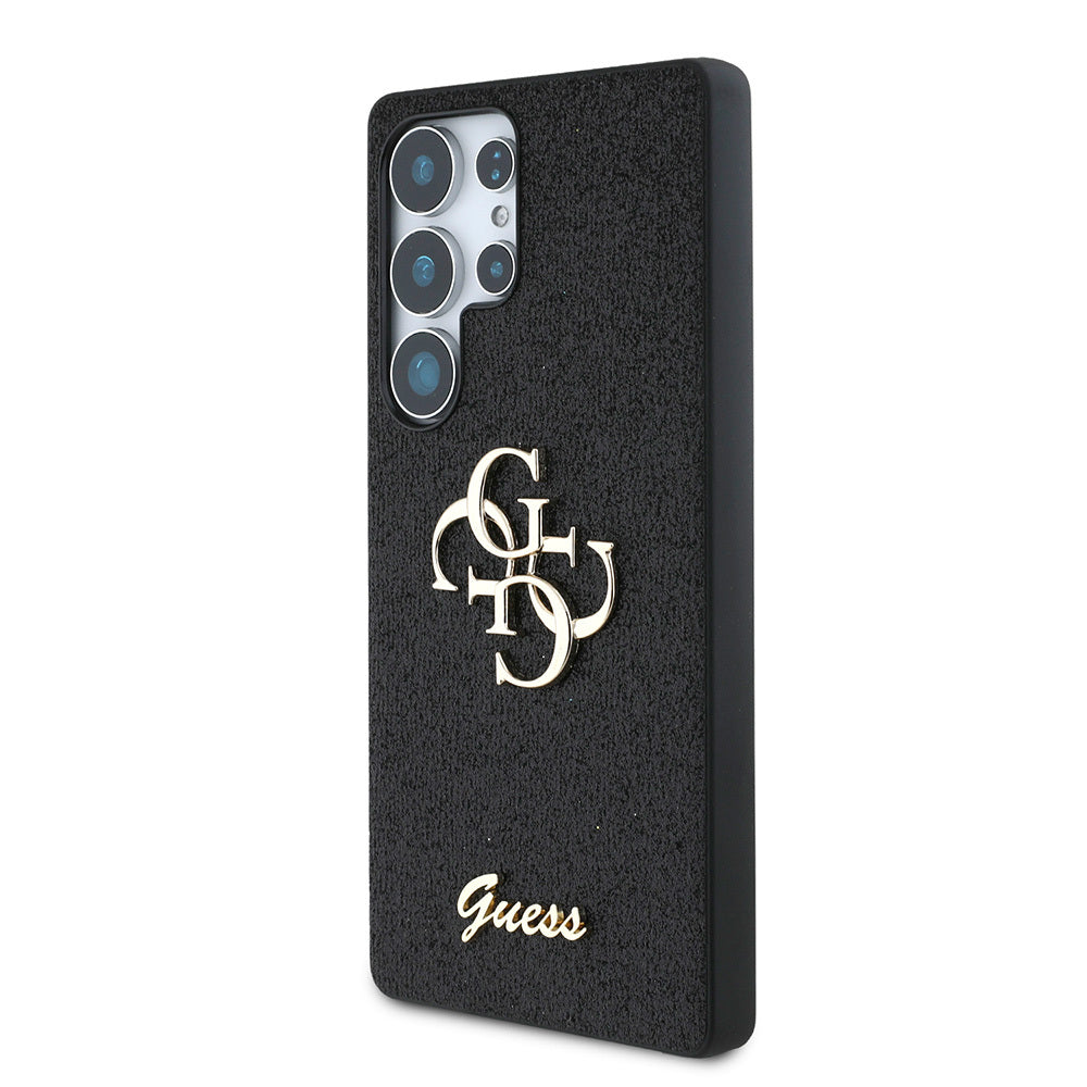 Galaxy S25 Ultra Kılıf Guess Orjinal Lisanslı 4G Büyük Metal Logolu Glitter Kapak Siyah