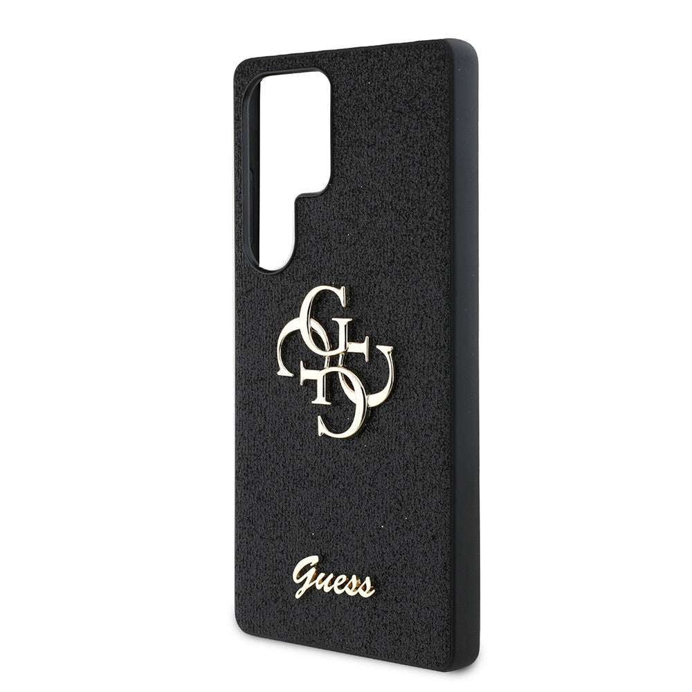 Galaxy S25 Ultra Kılıf Guess Orjinal Lisanslı 4G Büyük Metal Logolu Glitter Kapak Siyah