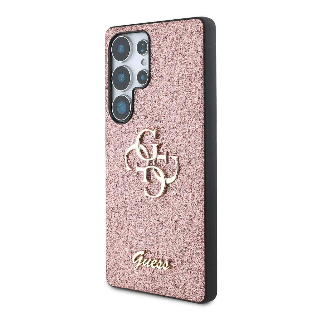 Galaxy S25 Ultra Kılıf Guess Orjinal Lisanslı 4G Büyük Metal Logolu Glitter Kapak Siyah