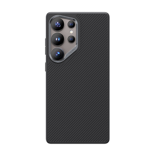 Galaxy S25 Ultra Kılıf Karbon Fiber Magsafe Şarj Özellikli Benks Hybrid ArmorPro 600D Kevlar Kılıf Siyah