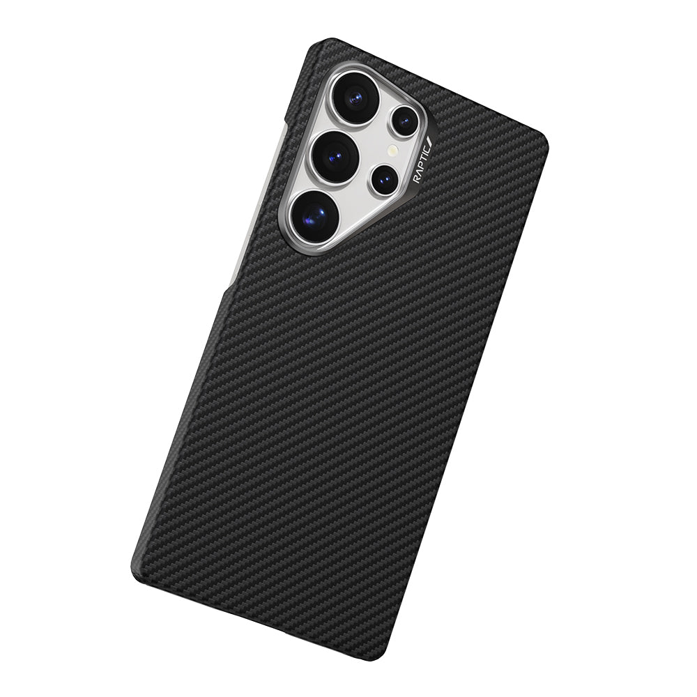 Galaxy S25 Ultra Kılıf M-safe Şarj Özellikli 600D Metal Kamera Çerçeveli Raptic Aramid Fiber Serisi Kapak Siyah