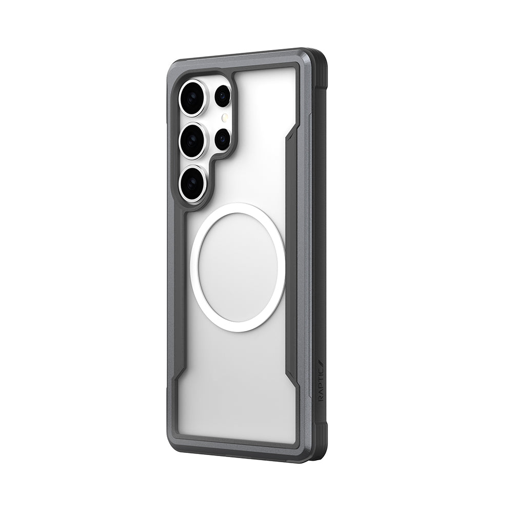 Galaxy S25 Ultra Kılıf M-safe Şarj Özellikli Airbagli Raptic Shield Serisi Şeffaf Arka Yüzey Kapak Kırmızı