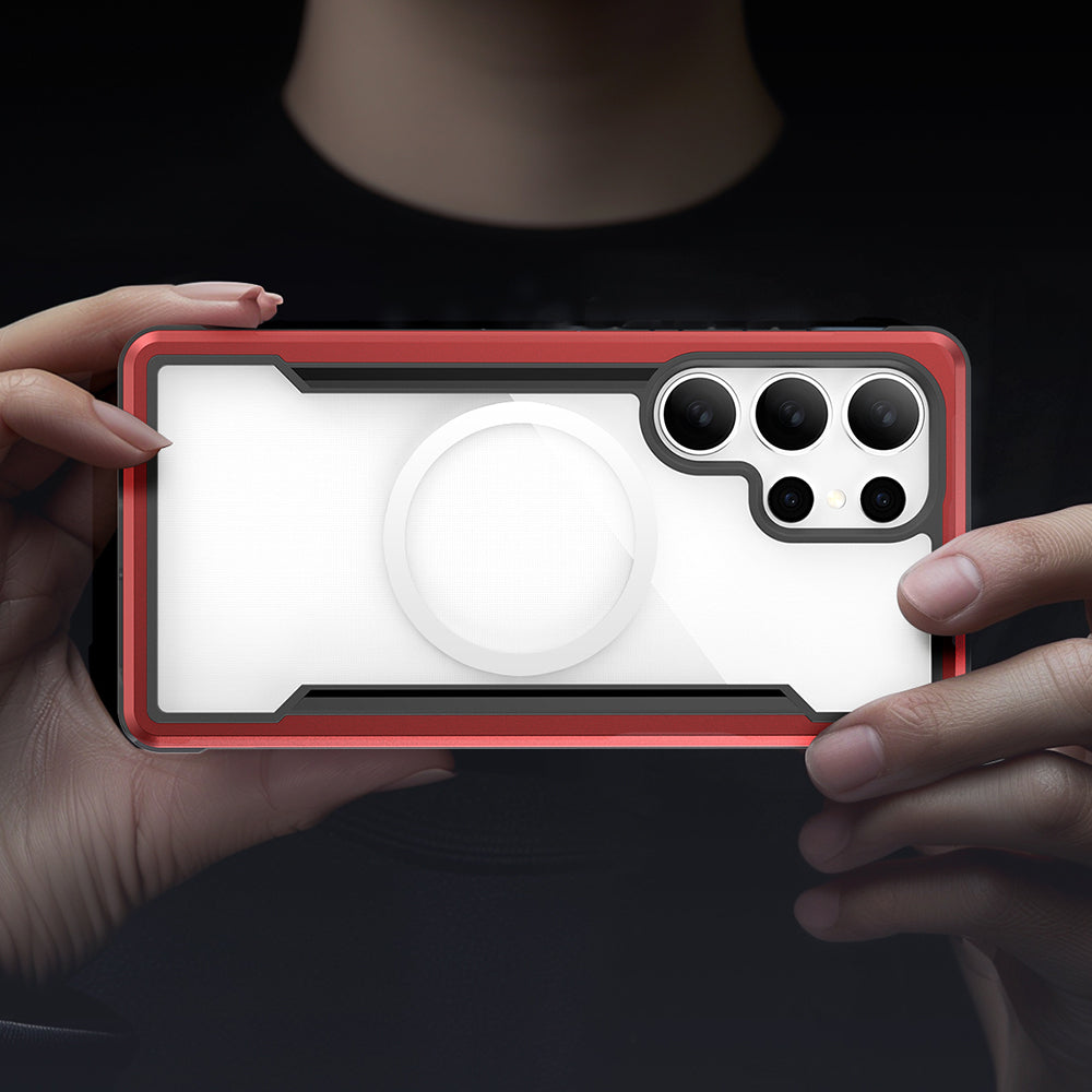 Galaxy S25 Ultra Kılıf M-safe Şarj Özellikli Airbagli Raptic Shield Serisi Şeffaf Arka Yüzey Kapak Siyah