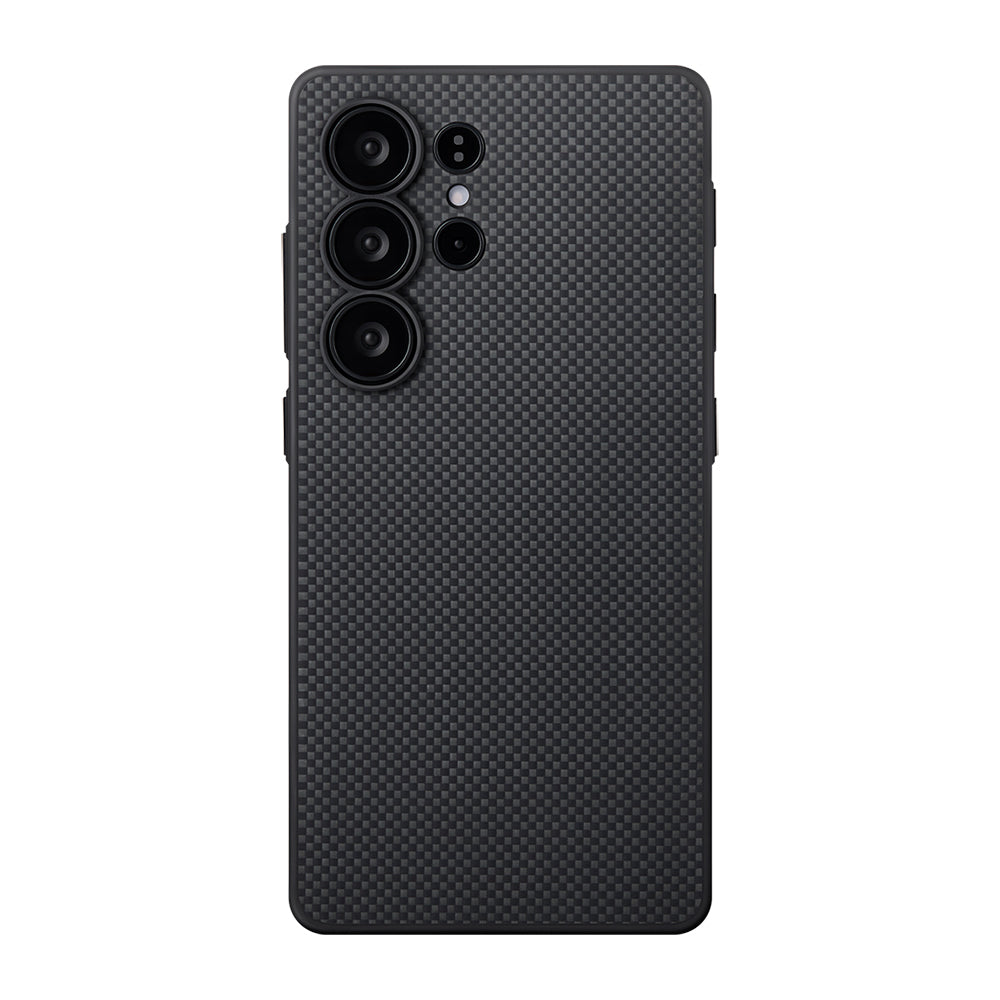 Galaxy S25 Ultra Kılıf M-safe Şarj Özellikli Aramid Fiber 3 Fonksiyon Butonlu Pitaka PinButton Serisi Kapak