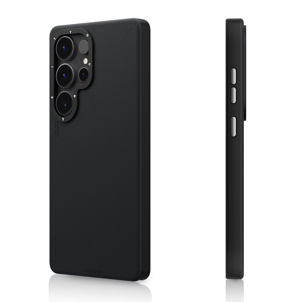 Galaxy S25 Ultra Kılıf M-safe Şarj Özellikli Basit Mat Deri Desenli Youngkit Tech Fashion Serisi Kapak Gümüş