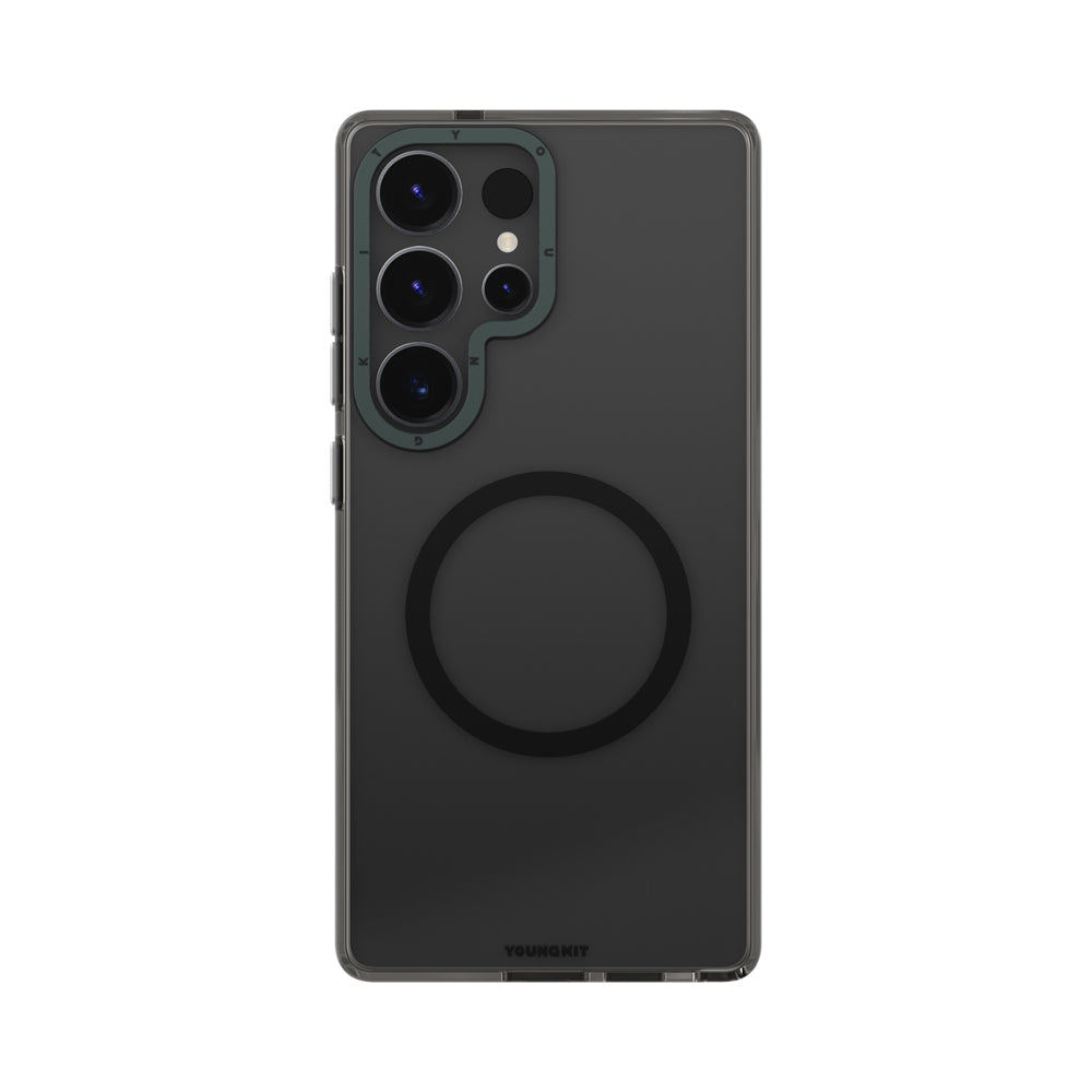 Galaxy S25 Ultra Kılıf M-safe Şarj Özellikli Şeffaf Youngkit Crystal Shield Serisi Kapak Siyah
