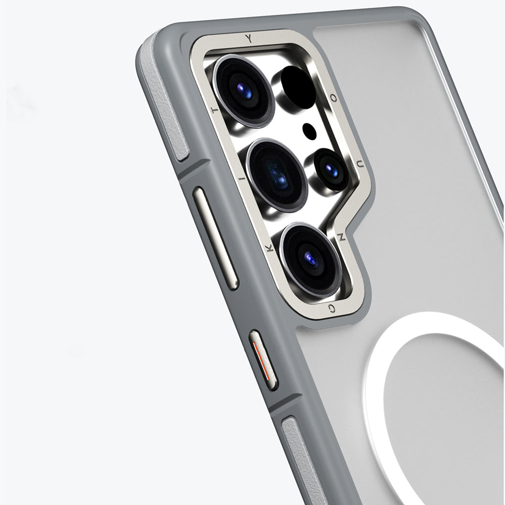 Galaxy S25 Ultra Kılıf M-safe Şarj Özellikli Youngkit Rock Sand Serisi Kapak Gri