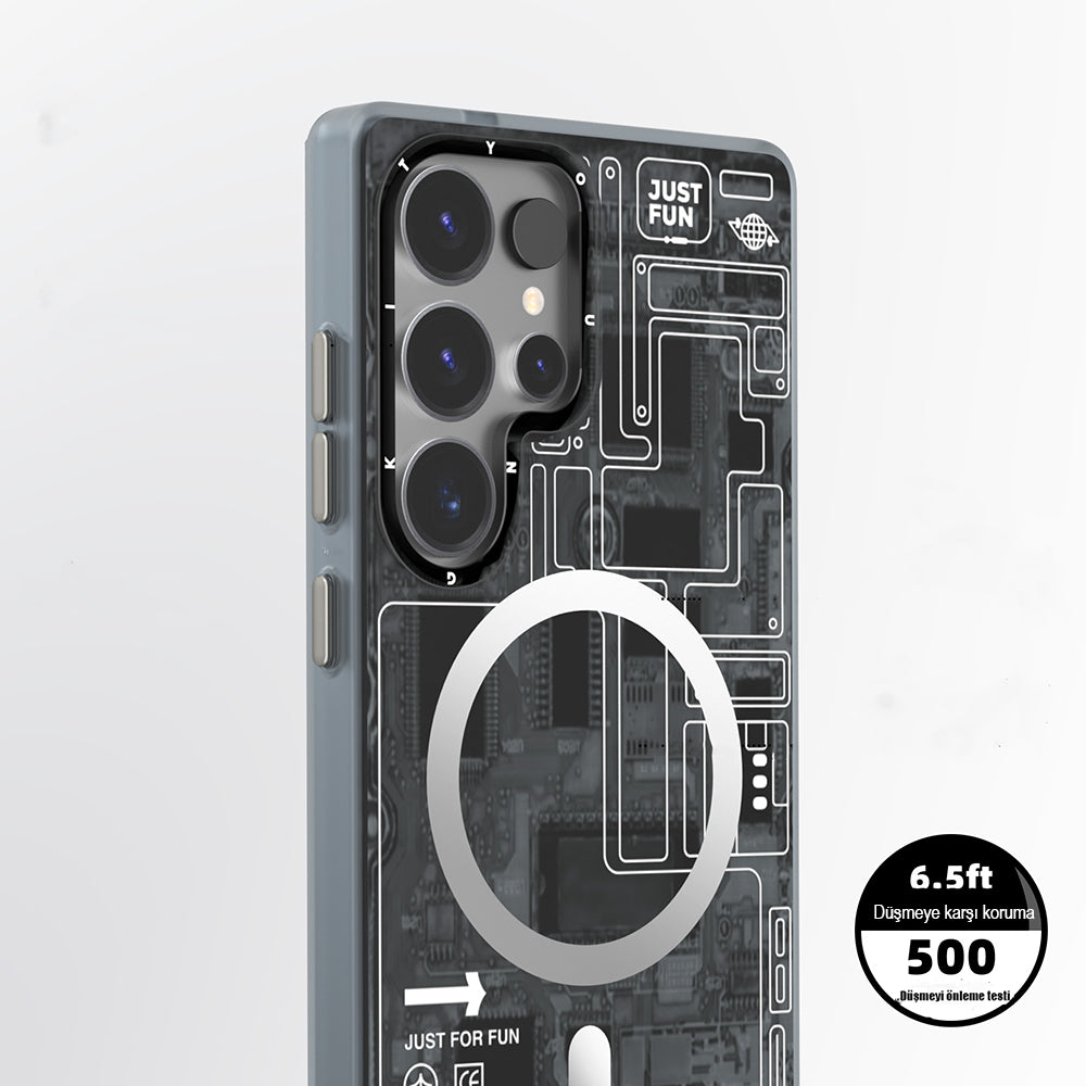 Galaxy S25 Ultra Kılıf M-safe Şarj Özellikli YoungKit Technology Serisi Kapak Siyah