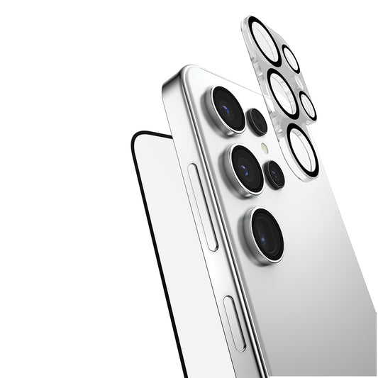 Galaxy S25 Ultra Raptic 2in1 Bundle Kit Parmak İzi BırakmayanTemperli Ekran Koruyucu + Lens Koruyucu Set Şeffaf