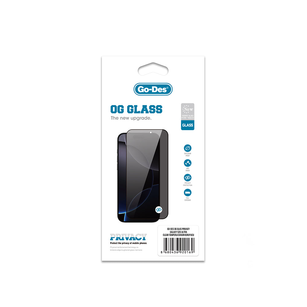Galaxy S26 Ultra Go Des OG Glass Privacy Antistatik Temperli Cam Ekran Koruyucu