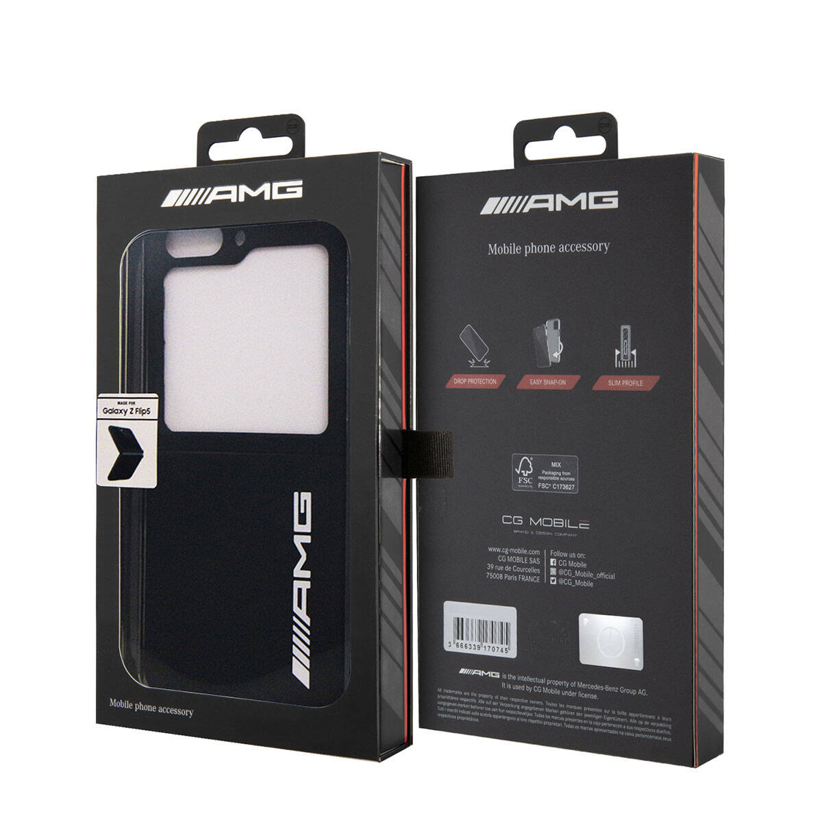 Galaxy Z Flip 5 Kılıf AMG Magsafe Şarj Özellikli Büyük Logo Dizayn Orjinal Lisanslı Kılıf Siyah