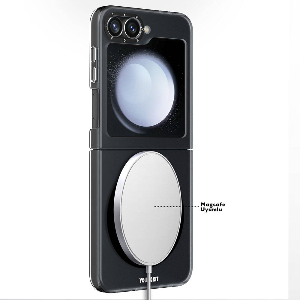 Galaxy Z Flip 6 Kılıf Magsafe Şarj Özellikli Youngkit Hidden Sand Serisi Kılıf Siyah