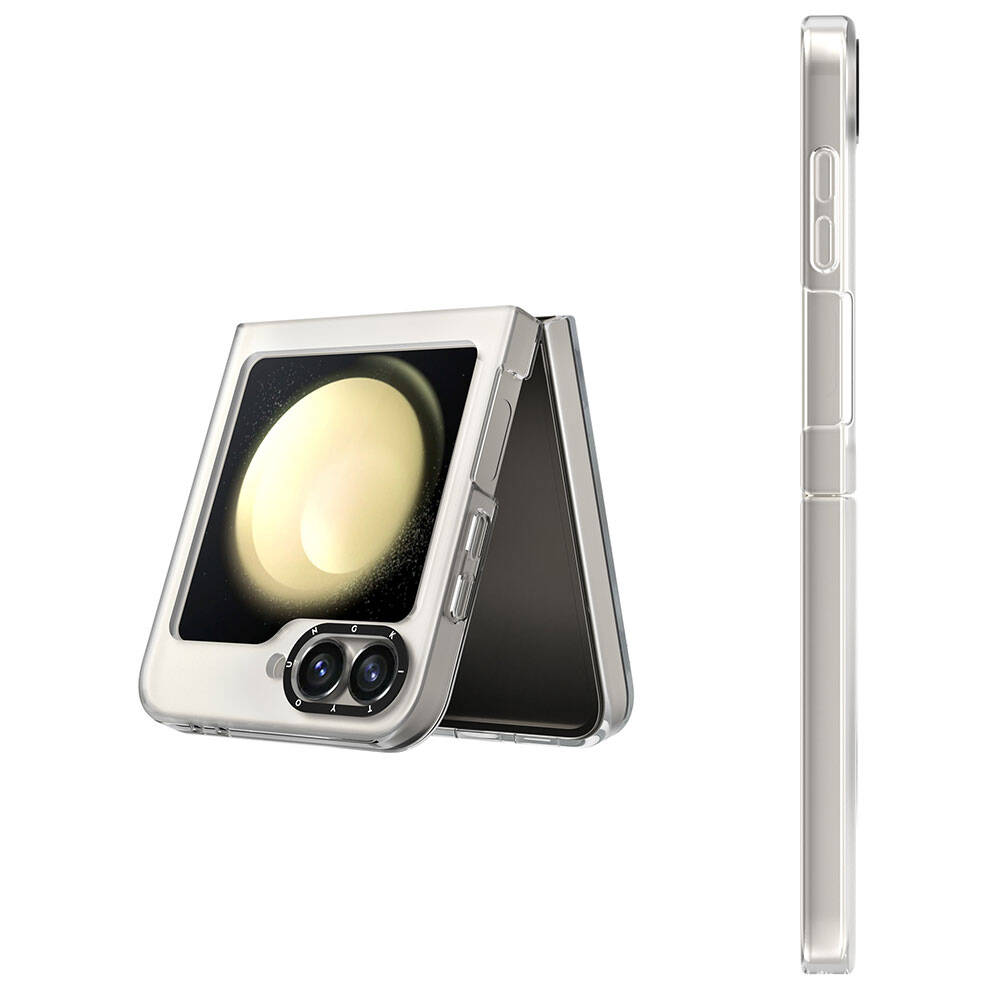 Galaxy Z Flip 6 Kılıf Magsafe Şarj Özellikli Youngkit Hidden Sand Serisi Kılıf Beyaz