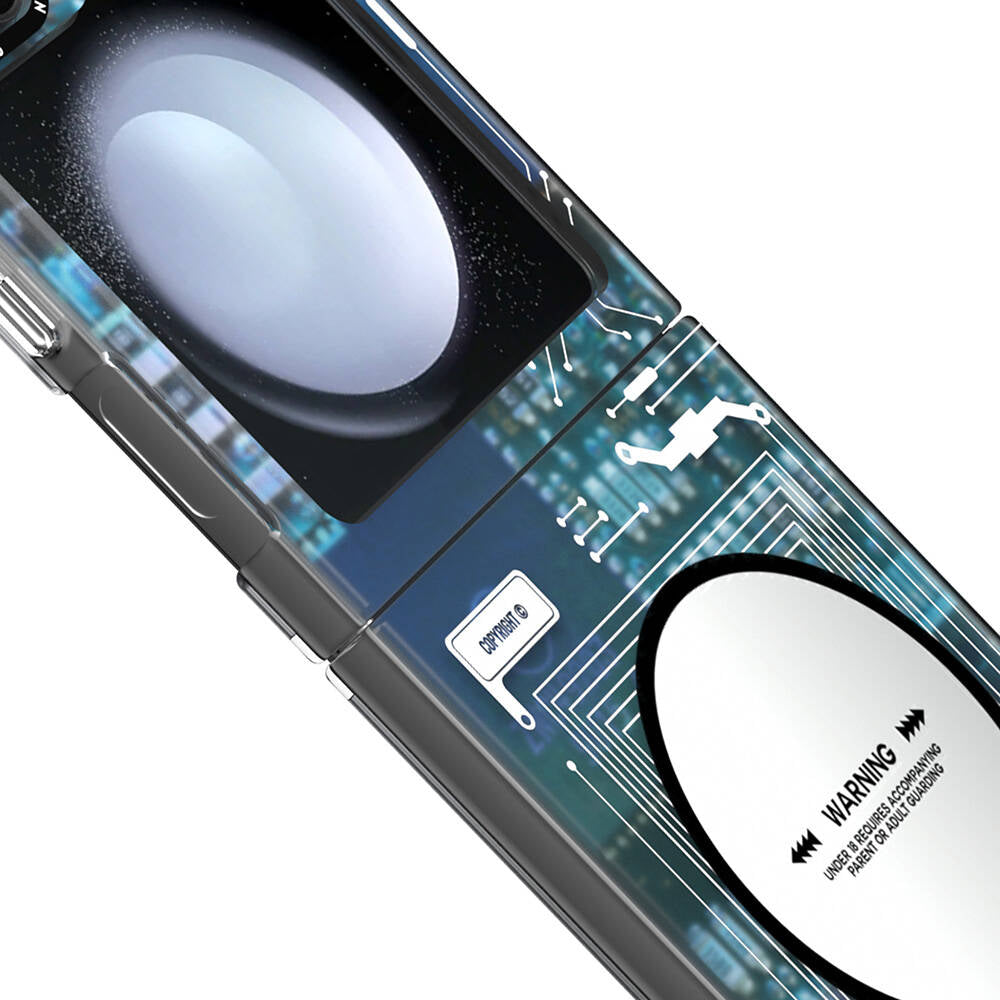 Galaxy Z Flip 6 Kılıf Magsafe Şarj Özellikli Youngkit Technology Serisi Kılıf Siyah