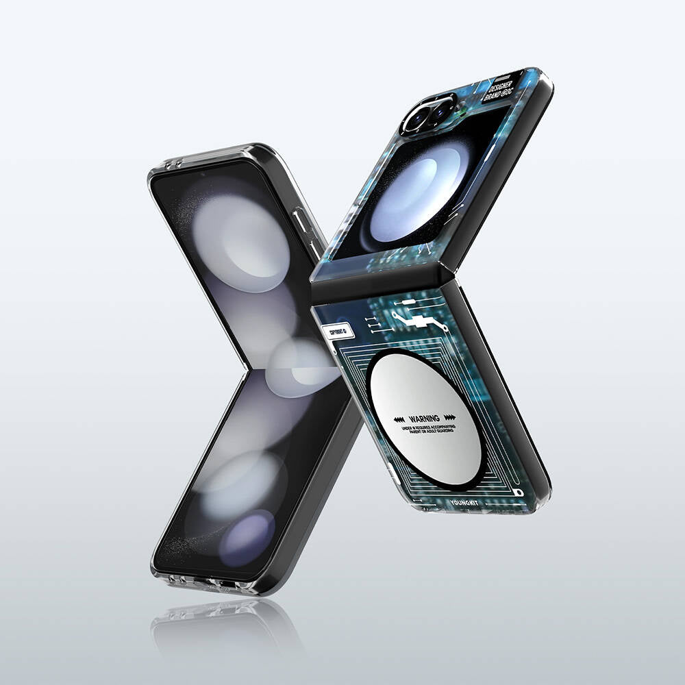Galaxy Z Flip 6 Kılıf Magsafe Şarj Özellikli Youngkit Technology Serisi Kılıf Mavi