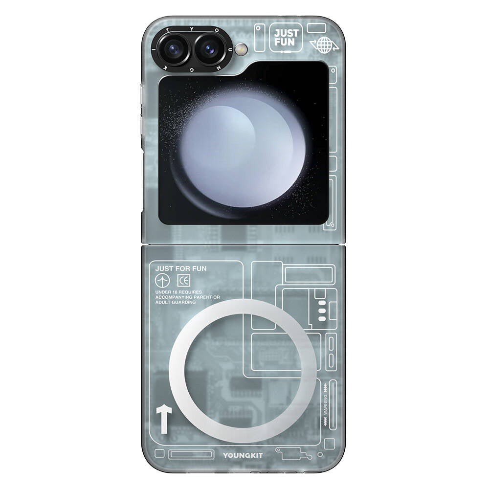 Galaxy Z Flip 6 Kılıf Magsafe Şarj Özellikli Youngkit Technology Serisi Kılıf Siyah