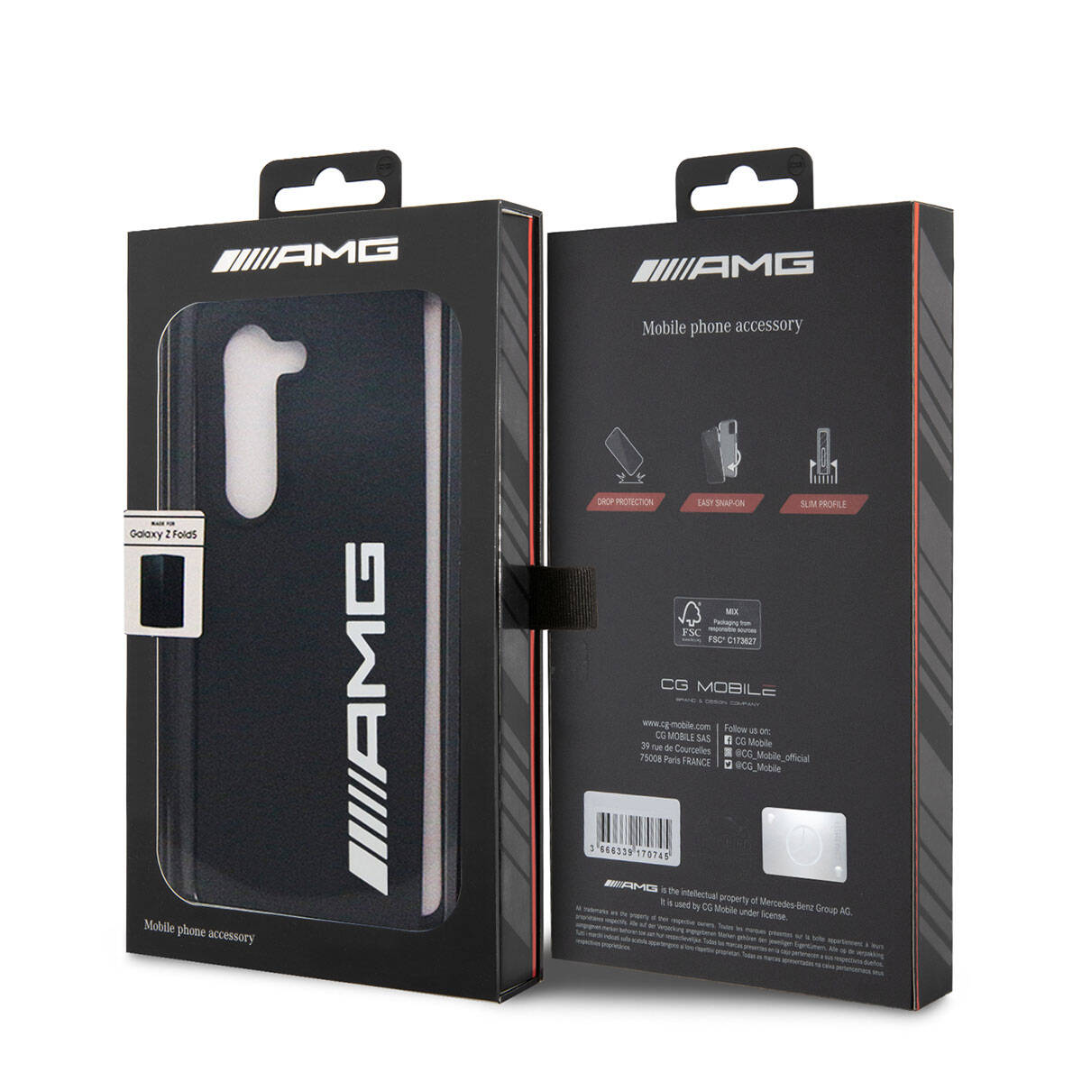 Galaxy Z Fold 5 Kılıf AMG Magsafe Şarj Özellikli Büyük Logo Dizayn Orjinal Lisanslı Kılıf Siyah