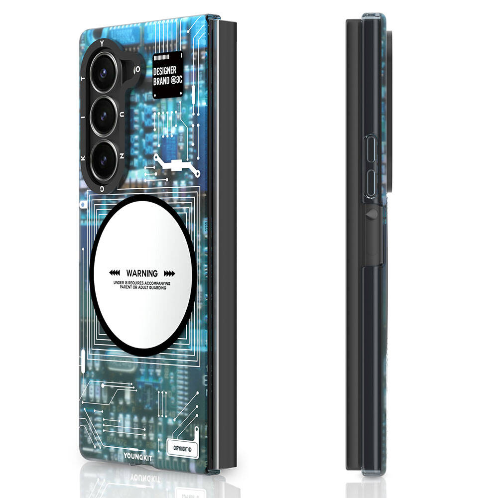 Galaxy Z Fold 6 Kılıf Magsafe Şarj Özellikli Youngkit Technology Serisi Kılıf Mavi