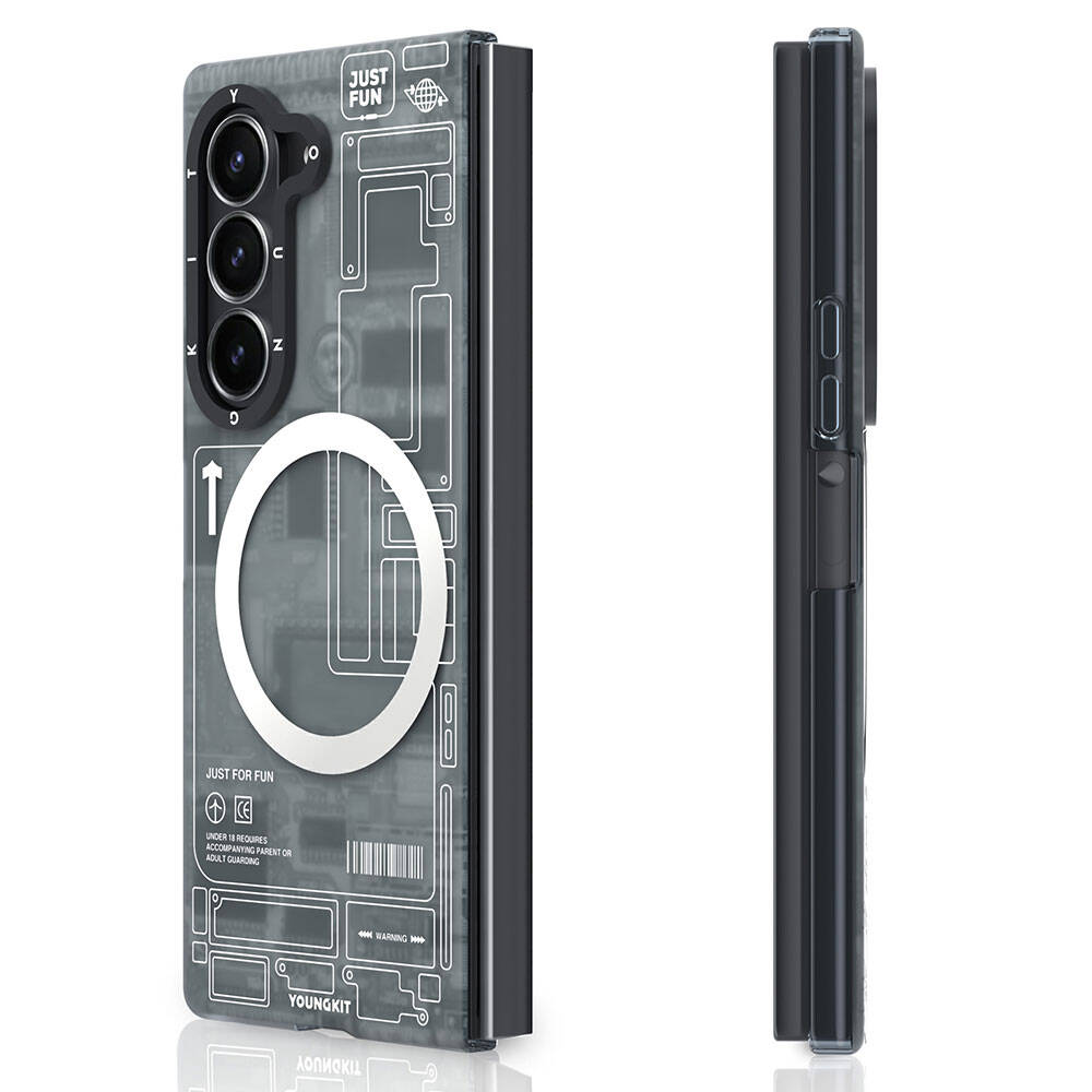 Galaxy Z Fold 6 Kılıf Magsafe Şarj Özellikli Youngkit Technology Serisi Kılıf Siyah