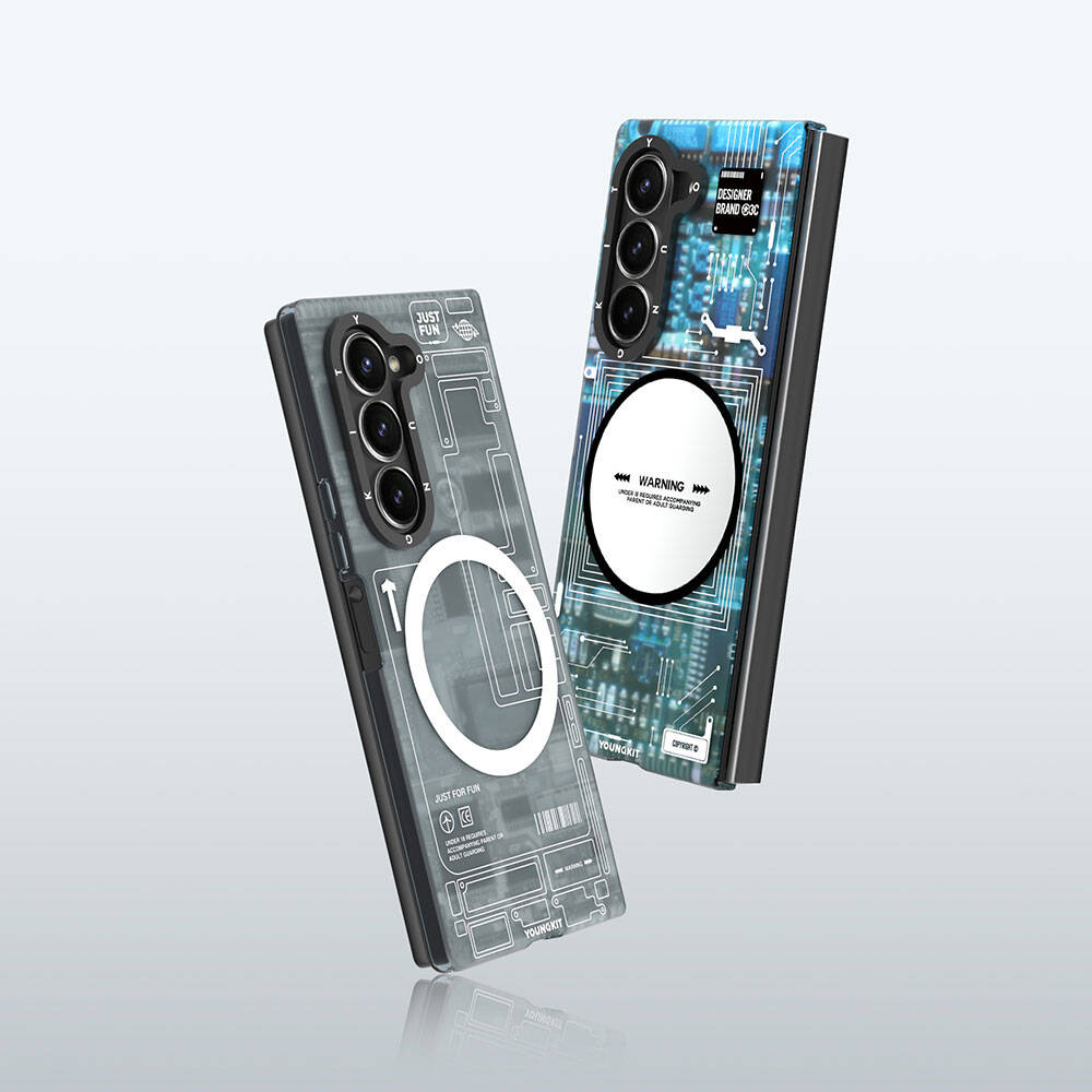 Galaxy Z Fold 6 Kılıf Magsafe Şarj Özellikli Youngkit Technology Serisi Kılıf Siyah