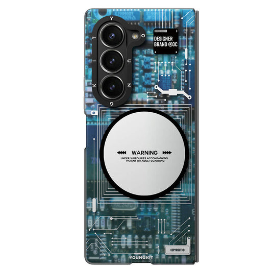 Galaxy Z Fold 6 Kılıf Magsafe Şarj Özellikli Youngkit Technology Serisi Kılıf Mavi