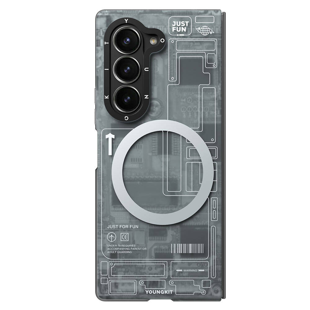 Galaxy Z Fold 6 Kılıf Magsafe Şarj Özellikli Youngkit Technology Serisi Kılıf Siyah